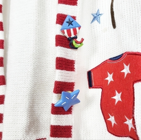 NWOT VTG Quacker Factory embroidered beaded patriotic cardigan sweater America - Picture 7 of 9